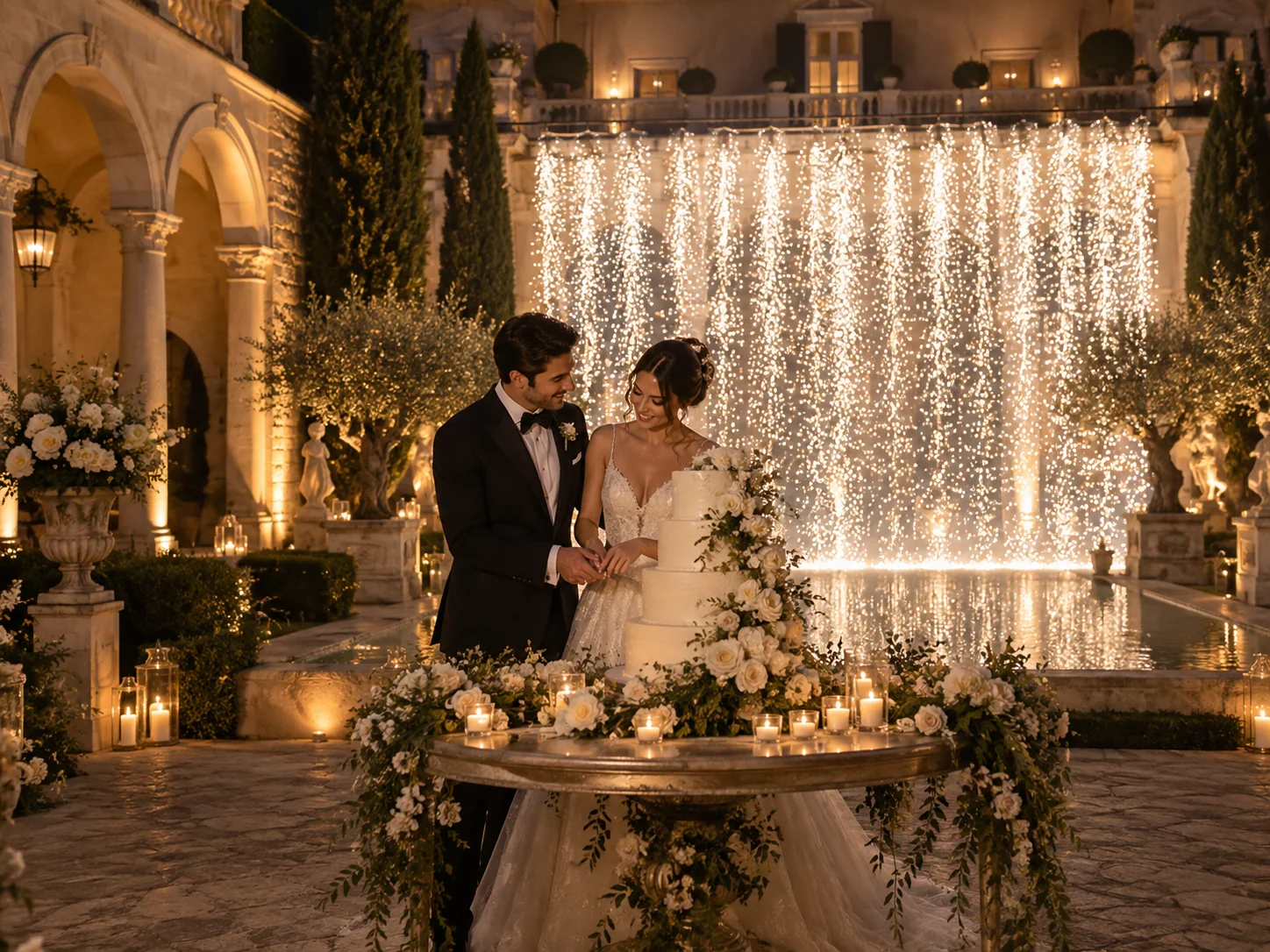 Cascata luminosa per il taglio della torta