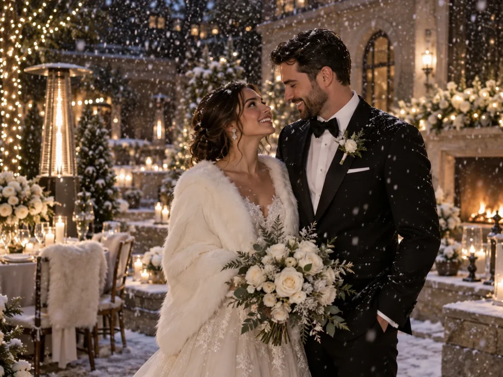 Neve artificiale durante un ricevimento elegante