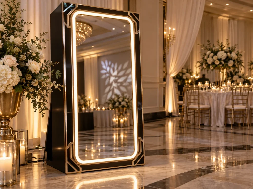 Magic Mirror con cornice Art Déco e illuminazione elegante